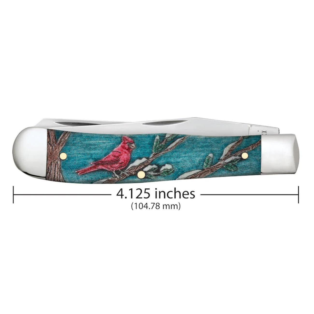 Case Knives Embellished Smooth Natural Bone with Color Wash Trapper Cardinal in Velvet Box