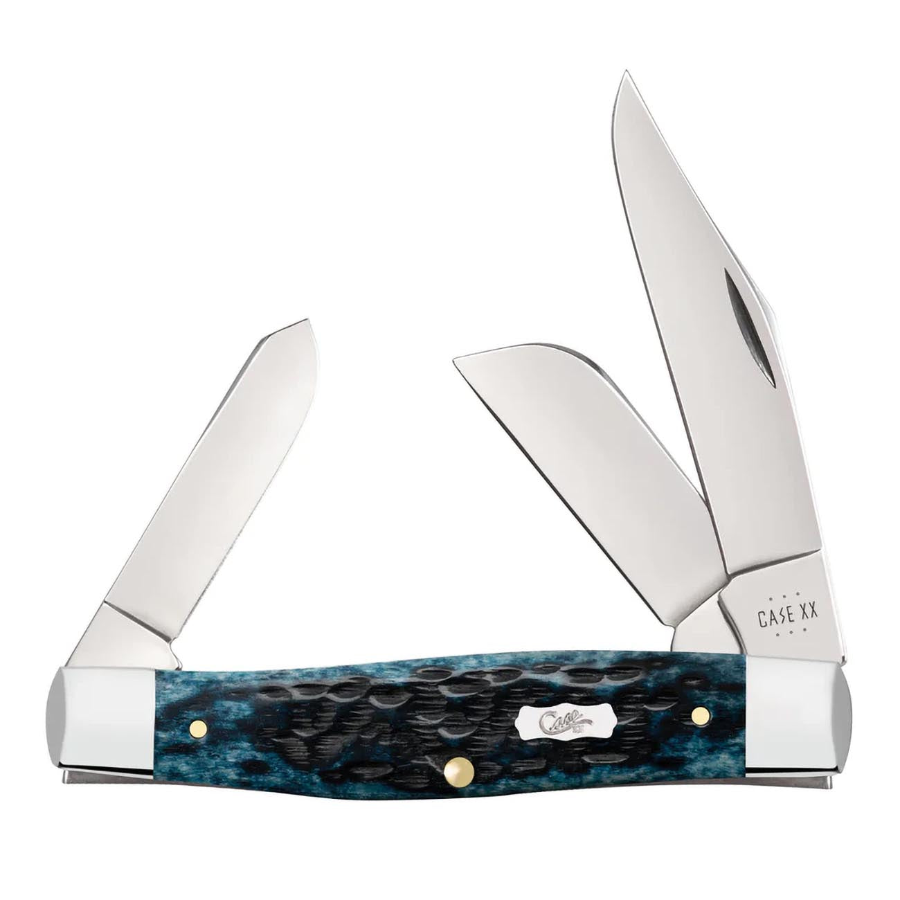Case Knives Pocket Worn Peach Seed Jig Mediterranean Blue Bone Large Stockman