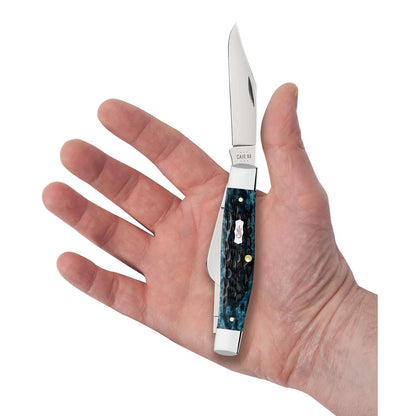 Case Knives Pocket Worn Peach Seed Jig Mediterranean Blue Bone Large Stockman