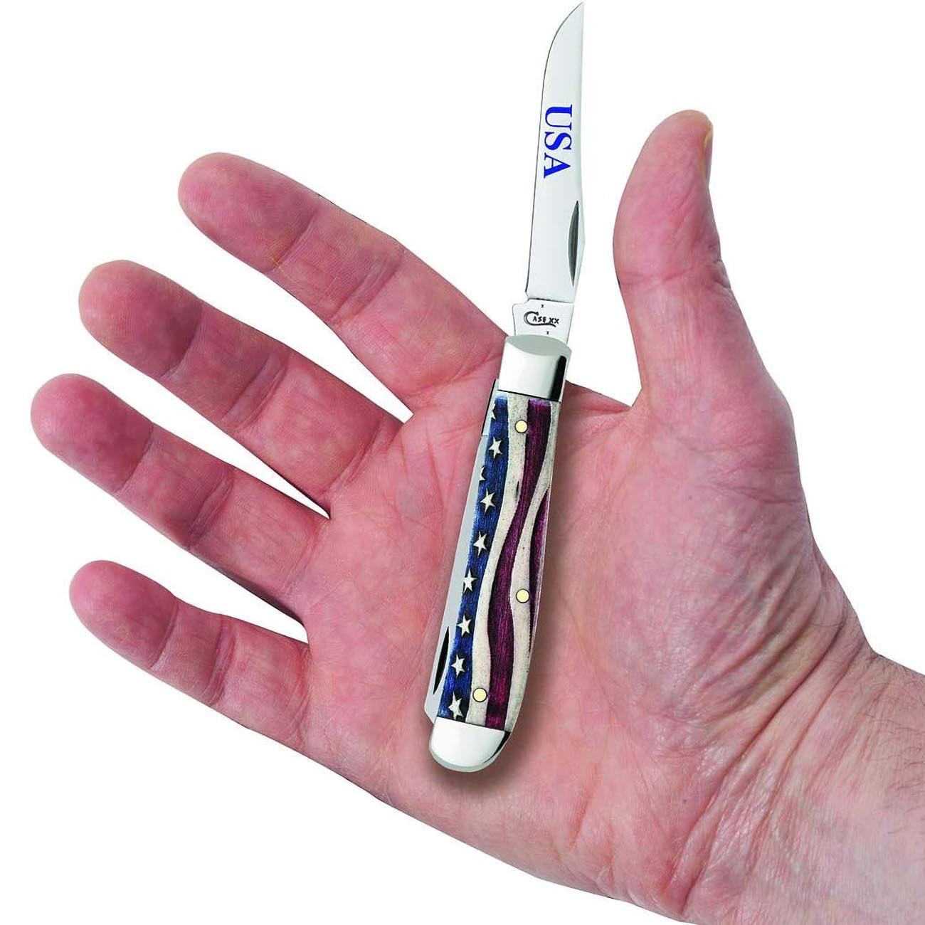 Case Knives Star Spangled Series Embellished Smooth Natural Bone Mini Trapper