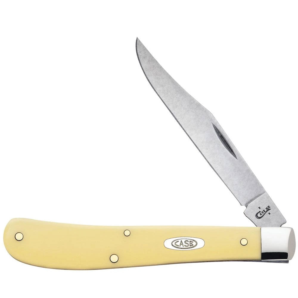 Case Knives Yellow Synthetic Slimline Trapper Folding Pocket Knife