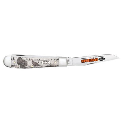 Case Knives  Sportsman Series Turkey Embellished Smooth Natural Bone Trapper Folding Pocket Knife