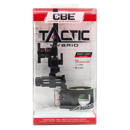 CBE Archery Tactic Hybrid 3-Pin Bow Sight with 0.019 Fibers (Ambidextrous)