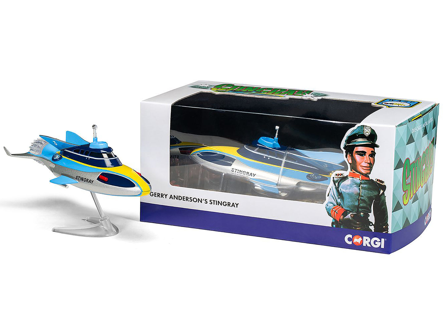 Stingray Submarine Blue and Silver with Yellow Stripes "Gerry Anderson's Stingray" (1964) TV Series Diecast Model by Corgi