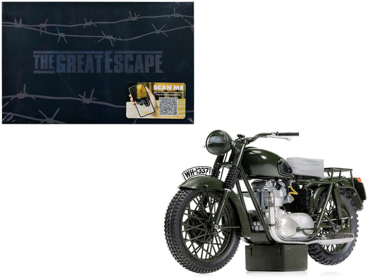 Triumph TR6 Trophy Motorcycle Dark Green (Weathered) "The Great Escape" (1963) Movie T&y Diecast Model by Corgi