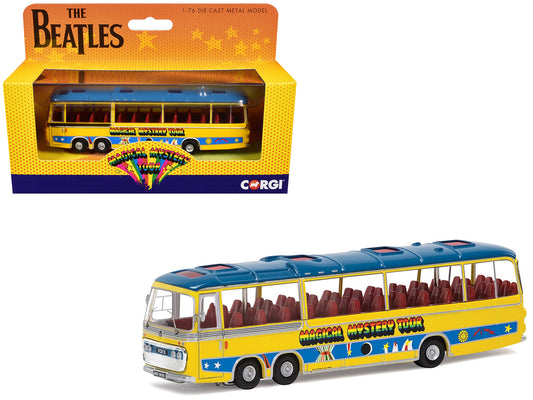 The Beatles "Magical Mystery Tour" Bus Yellow with Blue Top and Graphics T&y Diecast Model Car by Corgi