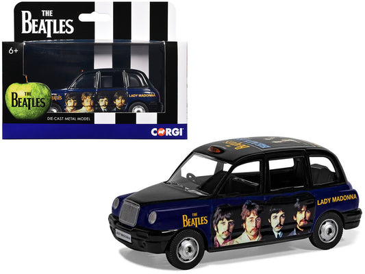 The Beatles London Taxi RHD (Right Hand Drive) "Lady Madonna" Black and Dark Blue with Graphics T&y Diecast Model by Corgi