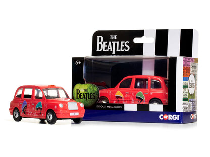 The Beatles London Taxi RHD "Christmas Taxi" Red with Graphics Diecast by Corgi