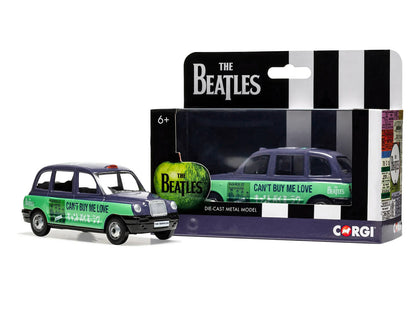 The Beatles London Taxi RHD (Right Hand Drive) "Can't Buy Me Love" Blue and Green with Graphics Diecast Model by Corgi
