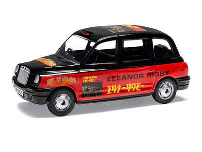 The Beatles London Taxi RHD (Right Hand Drive) "Eleanor Rigby - Yellow Submarine" Black and Red with Graphics Diecast Model by Corgi