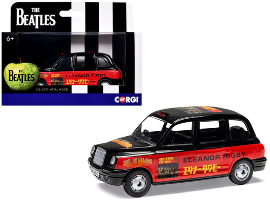 The Beatles London Taxi RHD (Right Hand Drive) "Eleanor Rigby - Yellow Submarine" Black and Red with Graphics T&y Diecast Model by Corgi