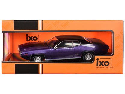 1971 Plymouth GTX Purple Black Vinyl Top & Black Hood Stripe 1/43 Diecast