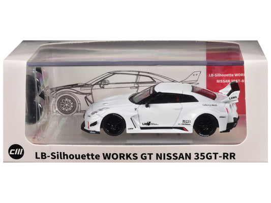 Nissan 35GT-RR "LB-Silhouette Works GT" RHD (Right Hand Drive) White with Extra Wheels 1/64 T&y Diecast Model Car by CM Model