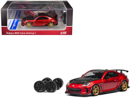 Subaru BRZ Varis Arising-1 RHD Red Carbon Hood Top Extra Wheels 1/64 Diecast
