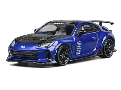 Subaru BRZ Varis Arising-1 RHD (Right Hand Drive) Blue Metallic with Carbon Hood and Top and Extra Wheels 1/64 Diecast Model Car by CM Models