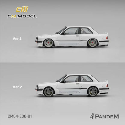 Pandem E30 V1 White with Extra Wheels 1/64 Diecast Model Car by CM Models