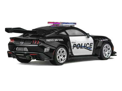Ford Mustang GTD "Police" Black and White 1/64 Diecast Model Car by CM Models