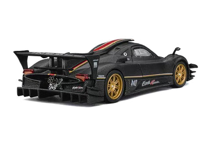 Pagani Zonda Revolucion Carbon with Red and Gold Stripes and Extra Wheels 1/64 Diecast Model Car by CM Models
