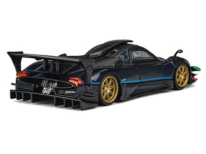 Pagani Zonda Revolucion Dark Blue Metallic and Carbon with Extra Wheels 1/64 Diecast Model Car by CM Model