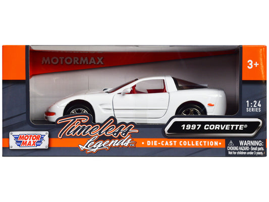 1997 Chevrolet Corvette C5 Coupe White with Red Interior "Timeless Legends" Series 1/24 Diecast Model Car by Motormax <h2>1997 Motormax</h2> <p>High-quality perfect for collectors and enthusiasts. Fea