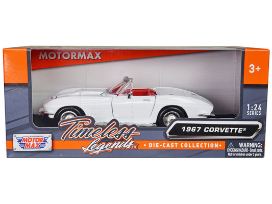 1967 Chevrolet Corvette C2 Convertible White with Red Interior "Timeless Legends" Series 1/24 Diecast Model Car by Motormax <h2>1967 Motormax</h2> <p>High-quality perfect for collectors and enthusiast