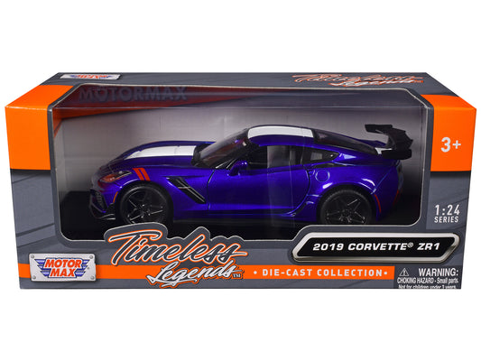 2019 Chevrolet Corvette ZR1 Blue Metallic and White "Timeless Legends" Series 1/24 Diecast Model Car by Motormax <h2>2019 Motormax</h2> <p>High-quality perfect for collectors enthusiasts. Features det