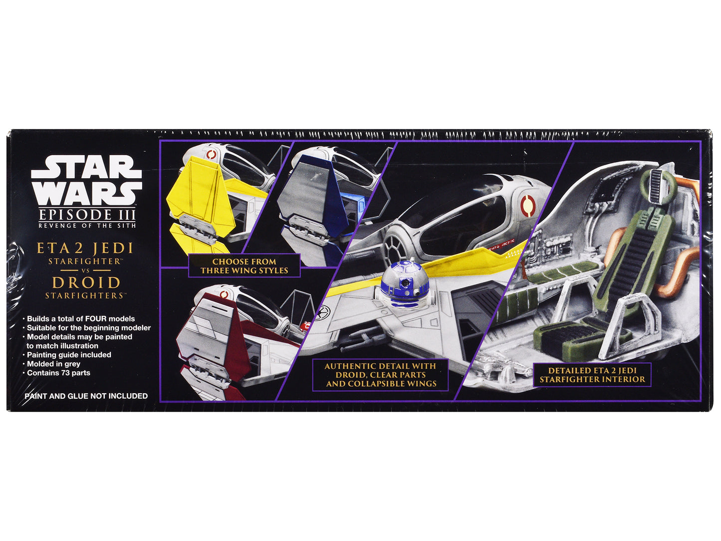 Skill 2 Model Kit ETA Jedi Starfighter VS. Droid Starfighters 4 Set "Star Wars: Episode III - Revenge of the Sith" (2005) Movie 1/48 Scale by AMT <h2>Skill AMT</h2> <p>High-quality diecast car perfect