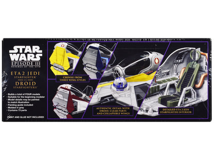 Skill 2 Model Kit ETA Jedi Starfighter VS. Droid Starfighters 4 Set "Star Wars: Episode III - Revenge of the Sith" (2005) Movie 1/48 Scale by AMT <h2>Skill AMT</h2> <p>High-quality diecast car perfect