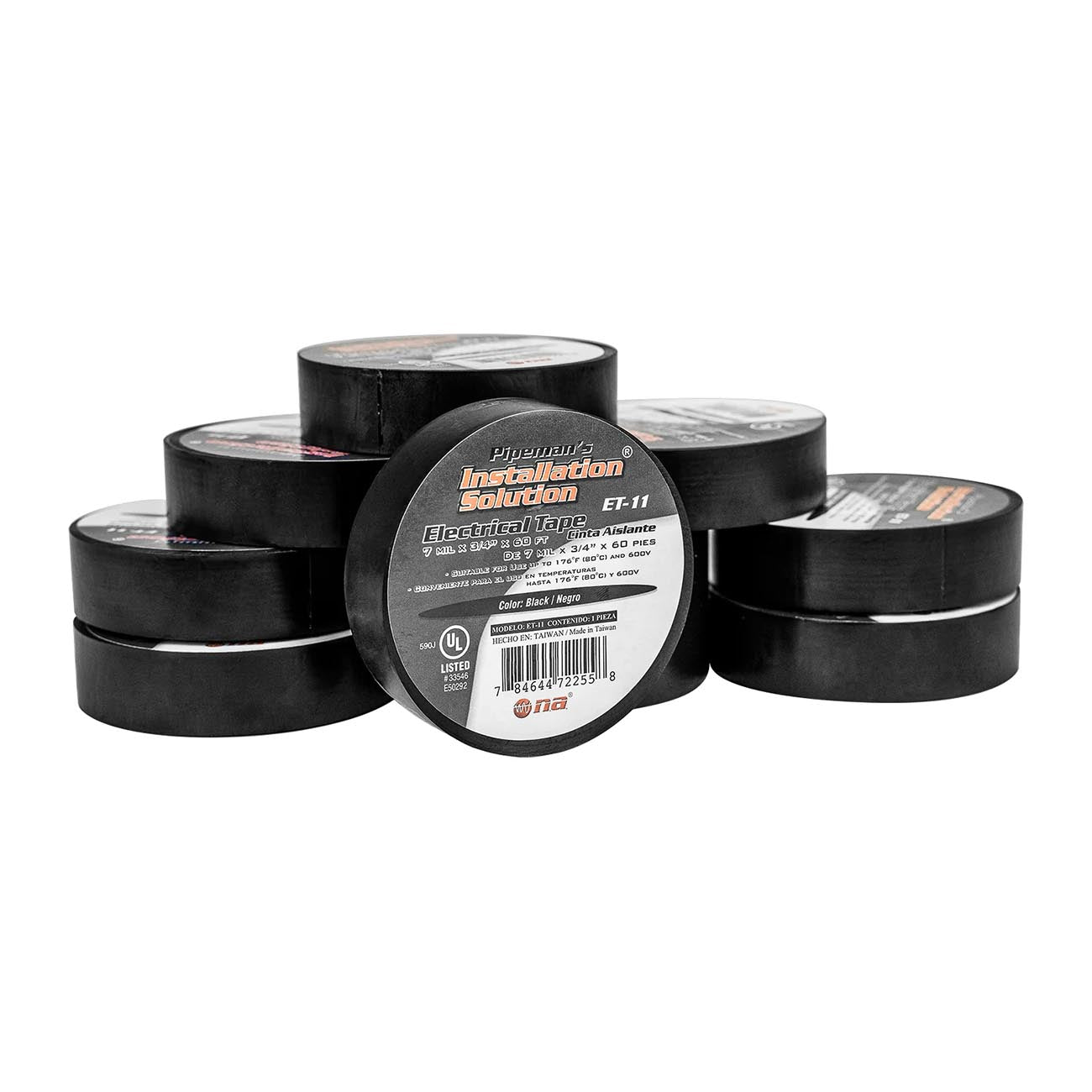 Nippon Vinyl Electrical Tape 3/4" x 60 Feet Rolls - Black (10 pack)