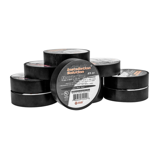 Nippon Vinyl Electrical Tape 3/4" x 60 Feet Rolls - Black (10 pack)