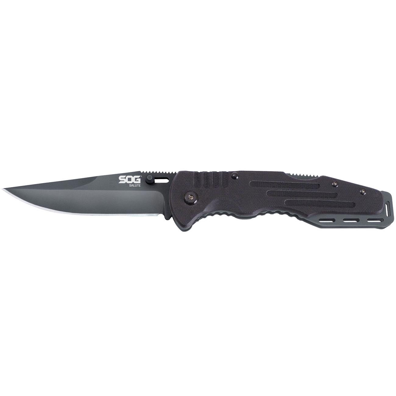 SOG Salute Clip Point Folding Knife with G10 Grips