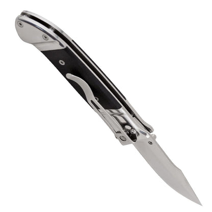 SOG Fielder Folding Knife 3.3" Satin Clip Point Blade Black G10 Handles