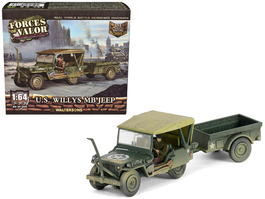 Willys MB Jeep Trailer Drab Driver Figure United States Army Mini AFV 1/64