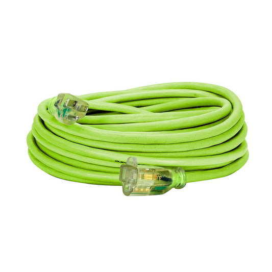 Flexzilla® Pro Extension Cord 14/3 AWG SJTW 50' Outdoor Lighted Plug ZillaGreen™