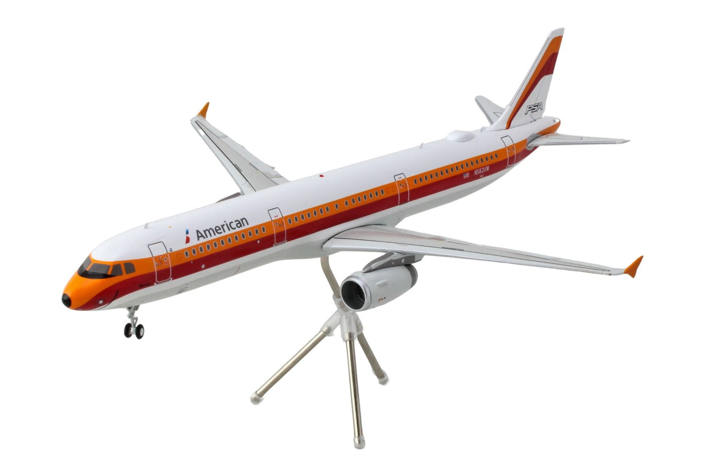 Airbus A321 Commercial Aircraft "American Airlines - PSA" (N582UW) White with Red and Orange Stripes "Gemini 200" Series 1/200 Diecast Model Airplane by GeminiJets <h2>Airbus GeminiJets</h2> <p>High-q