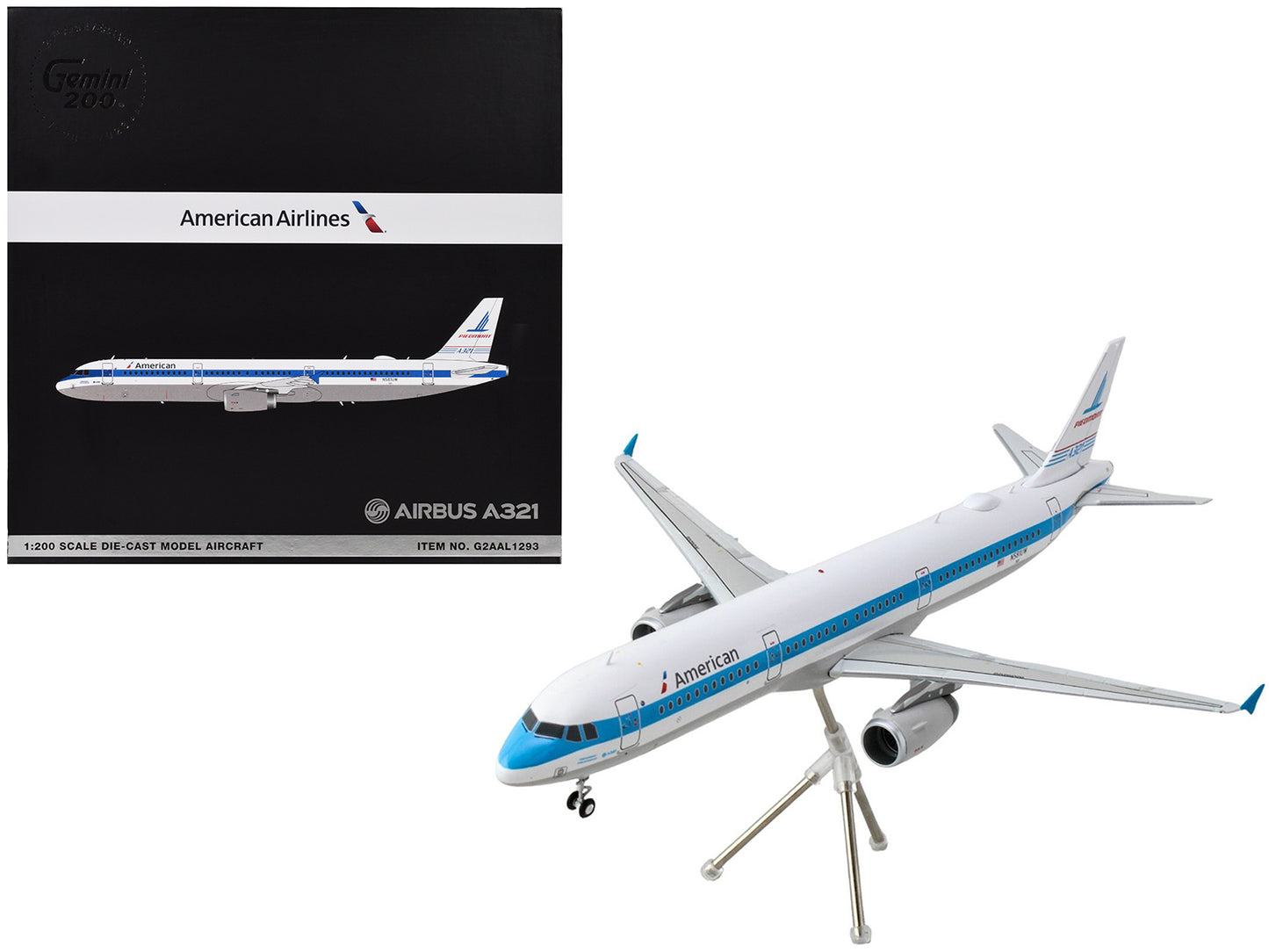 Airbus A321 Commercial Aircraft "American Airlines - Piedmont" (N581UW) White with Blue Stripes "Gemini 200" Series 1/200 Diecast Model Airplane by GeminiJets <h2>Airbus GeminiJets</h2> <p>High-qualit