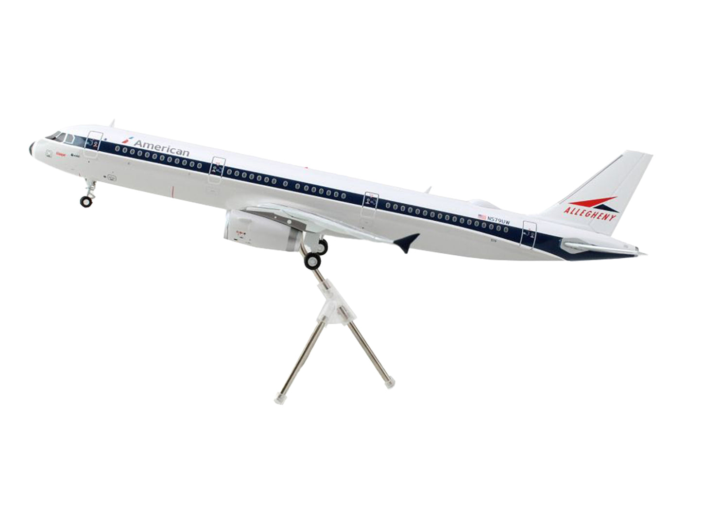 Airbus A321 Commercial Aircraft "American Airlines - Allegheny" (N579UW) White with Blue Stripes "Gemini 200" Series 1/200 Diecast Model Airplane by GeminiJets <h2>Airbus GeminiJets</h2> <p>High-quali