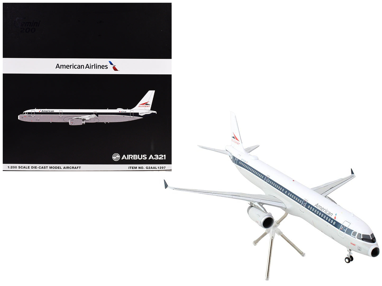 Airbus A321 Commercial Aircraft "American Airlines - Allegheny" (N579UW) White with Blue Stripes "Gemini 200" Series 1/200 Diecast Model Airplane by GeminiJets <h2>Airbus GeminiJets</h2> <p>High-quali