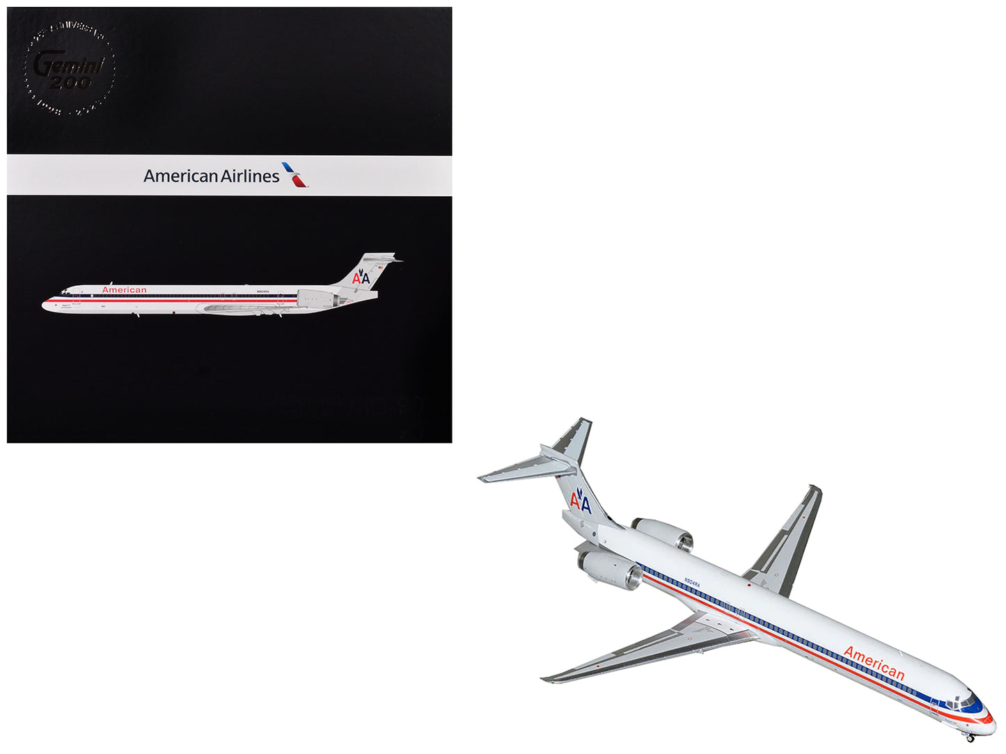 McDonnell Douglas MD-90 Commercial Aircraft "American Airlines" (N904RA) White with Red and Blue Stripes "Gemini 200" Series 1/200 Diecast Model Airplane by GeminiJets <h2>McDonnell GeminiJets</h2> <p