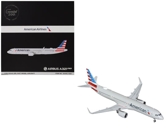 Airbus A321neo Commercial Aircraft "American Airlines" (N413AN) Gray with Striped Tail "Gemini 200" Series 1/200 Diecast Model Airplane by GeminiJets <h2>Airbus GeminiJets</h2> <p>High-quality car per