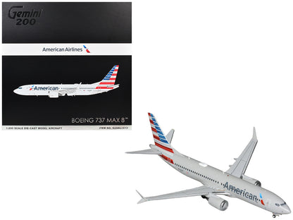 Boeing 737 MAX 8 Commercial Aircraft "American Airlines" (N326RP) Gray with Striped Tail "Gemini 200" Series 1/200 Diecast Model by GeminiJets