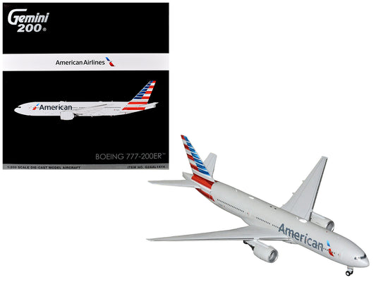 Boeing 777-200ER Commercial Aircraft "American Airlines" (N788AN) Silver with Striped Tail "Gemini 200" 1/200 T&y Diecast Model Airplane by GeminiJets