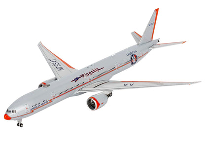 Boeing 777-300ER Commercial Aircraft "American Airlines - Flagship DFW" (N735AT) Silver with Otange Stripes "Gemini 200" Series 1/200 Diecast Model by GeminiJets <h2>Boeing GeminiJets</h2> <p>High-qua