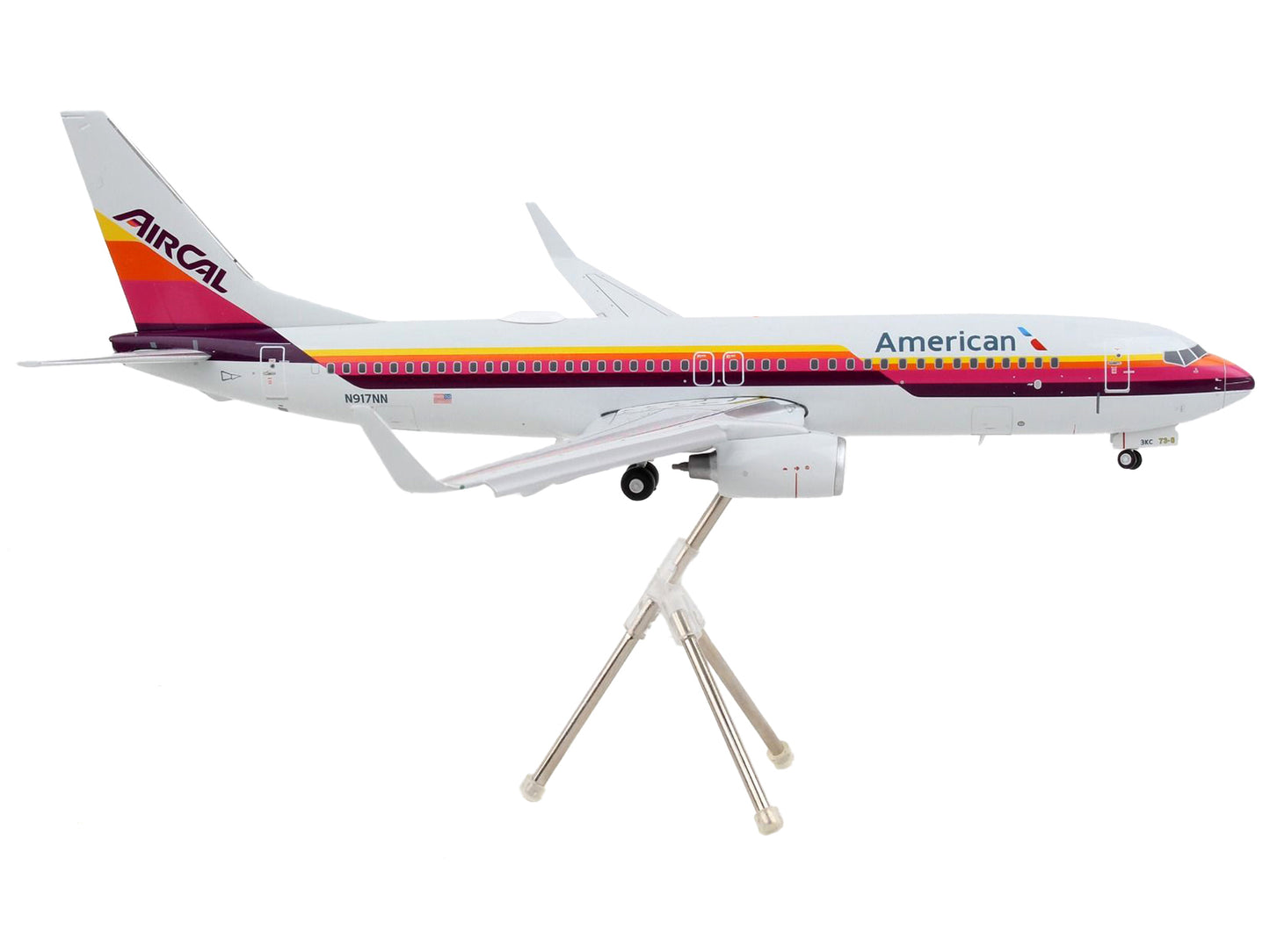 Boeing 737-800 Commercial Aircraft with Flaps Down "American Airlines - AirCal" Gray Stripes "Gemini 200" Series 1/200 Diecast Model Airplane by GeminiJets <h2>Boeing GeminiJets</h2> <p>High-quality c