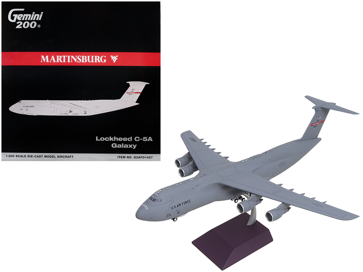 Lockheed C-5A Galaxy Transport Aircraft "68-0222 Martinsburg West Virginia Air National Guard" United States Force "Gemini 200" Series 1/200 Diecast Model by GeminiJets <h2>Lockheed GeminiJets</h2> <p