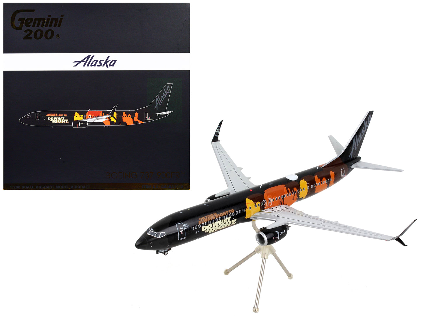 Boeing 737-900ER Commercial Aircraft "Alaska Airlines - Our Commitment" Black with Graphics "Gemini 200" Series 1/200 Diecast Model Airplane by GeminiJets <h2>Boeing GeminiJets</h2> <p>High-quality ca