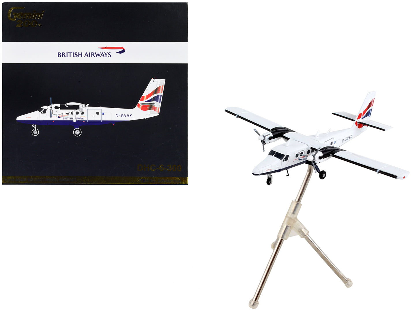 De Havilland DHC-6-300 Commercial Aircraft "British Airways" White with Striped Tail "Gemini 200" Series 1/200 Diecast Model Airplane by GeminiJets <h2>De GeminiJets</h2> <p>High-quality car perfect f