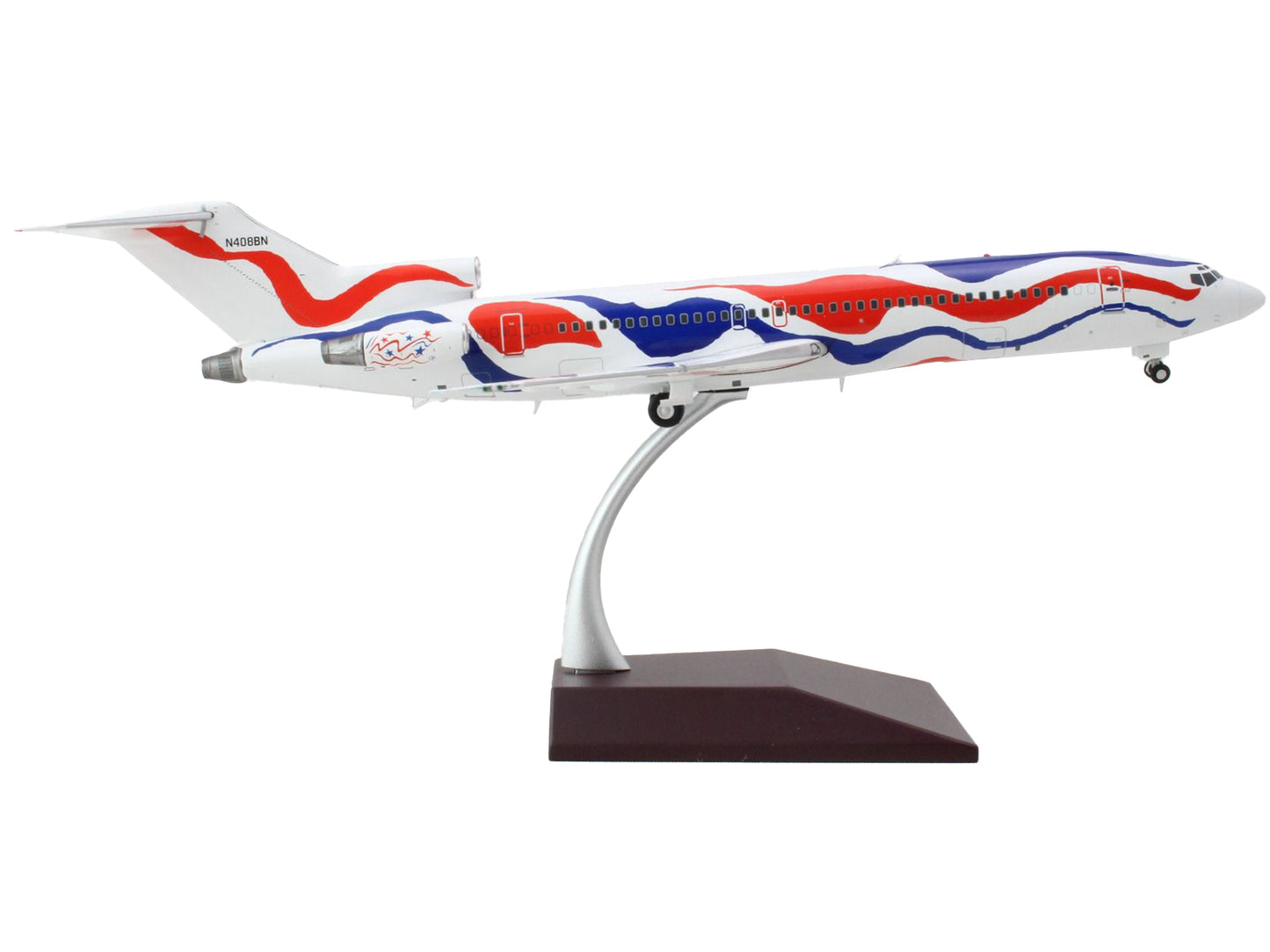 Boeing 727-200 Commercial Aircraft "Braniff International Airways - Calder Bicentennial Livery" White with Red and Blue Stripes "Gemini 200" Series 1/200 Diecast Model Airplane by GeminiJets <h2>Boein