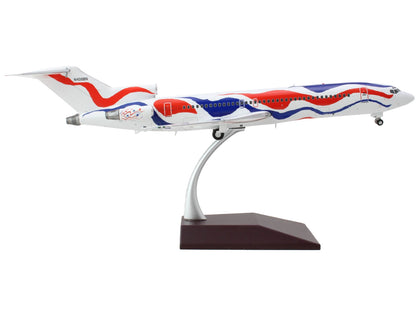 Boeing 727-200 Commercial Aircraft "Braniff International Airways - Calder Bicentennial Livery" White with Red and Blue Stripes "Gemini 200" Series 1/200 Diecast Model Airplane by GeminiJets <h2>Boein