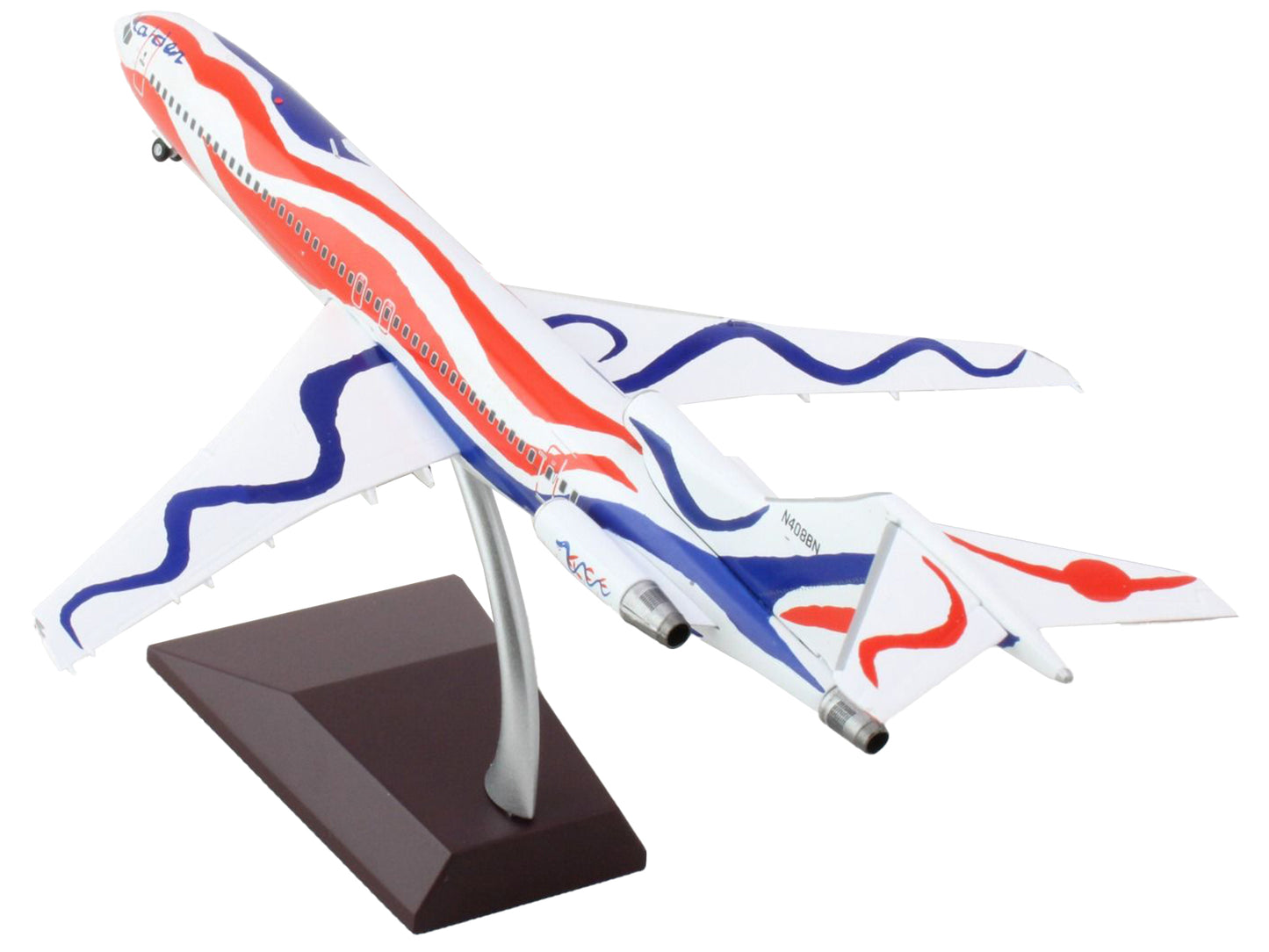Boeing 727-200 Commercial Aircraft "Braniff International Airways - Calder Bicentennial Livery" White with Red and Blue Stripes "Gemini 200" Series 1/200 Diecast Model Airplane by GeminiJets <h2>Boein